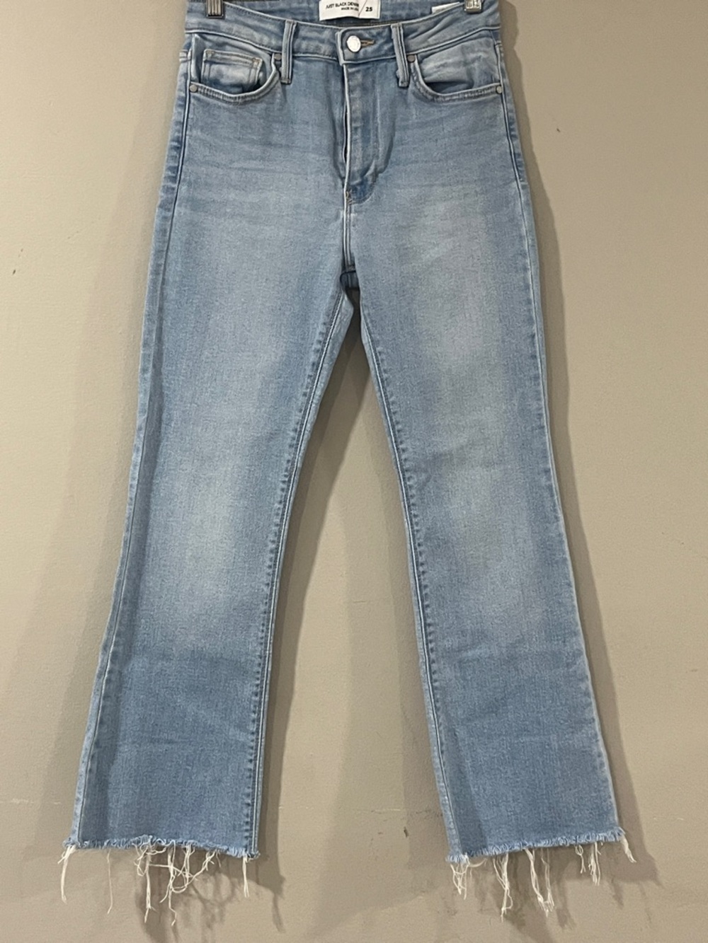 Just Black Light Blue Straight-Leg Jeans with Raw Hem